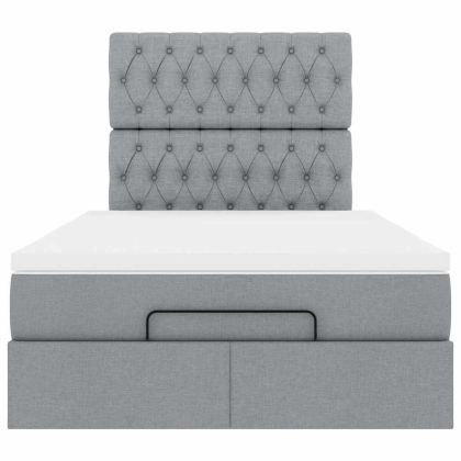 Османска легло с матрак и LED, светлосиво, 120x190 см, плат