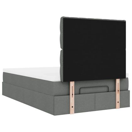 Османска легло с матрак и LED, тъмносиво, 120x190 см, плат