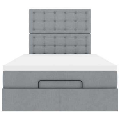 Османска легло с матрак и LED, светлосиво, 120x190 см, плат