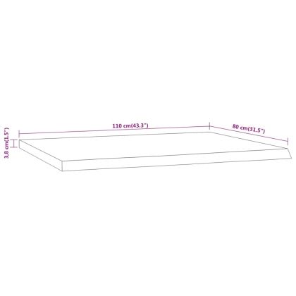Плот за бюро, 110x80x3,8 см, правоъгълен, акация масив, жив ръб