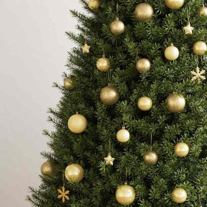 Комплект коледни топки от 111 части, златисти, полистирен