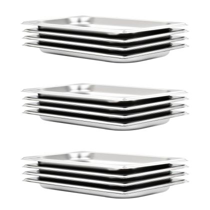 Гастронорм контейнери 12 бр GN 1/3 20 мм неръждаема стомана