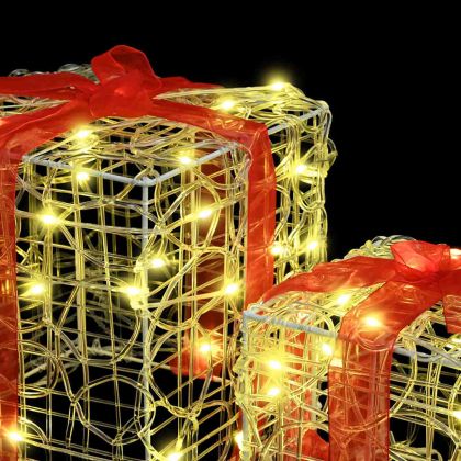 Кутия за подарък 3 pcs Топло бяло 20 x 20 x 20 см Акрил