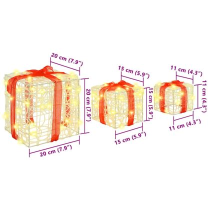 Кутия за подарък 3 pcs Топло бяло 20 x 20 x 20 см Акрил