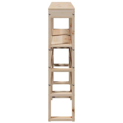 Горна табла с рафтове, 140 см, масивно дърво бор