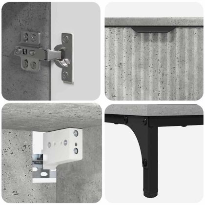 Комплект мебели за баня Циментено сиво Инженерно дърво, Метал