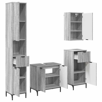 Комплект мебели за баня Сив Сонома Инженерно дърво, Метал