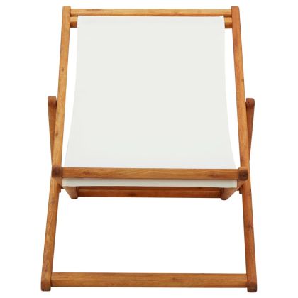 Сгъваем плажен стол, евкалиптово дърво и текстил, кремавобял