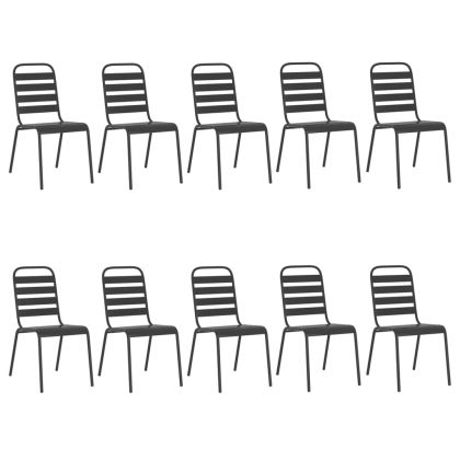 Градински трапезен комплект от 11 части, антрацит, стомана