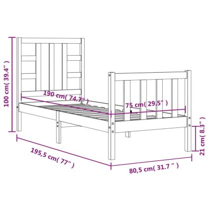 Рамка за легло с табла Small Single дърво масив