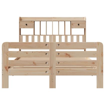 Легло с етажерка за книги, без матрак, 160x200 см, бор масив