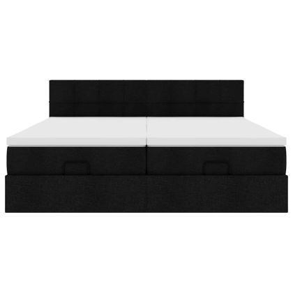 Османска легло с матраци, черно, 160x200 см, плат