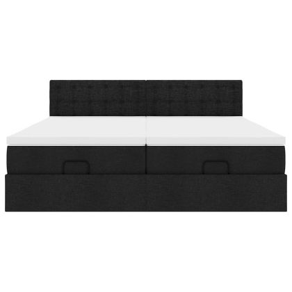 Османска легло с матраци, черно, 160x200 см, плат