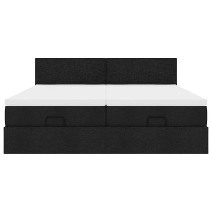 Османска легло с матраци и LED, черно, 160x200 см, плат