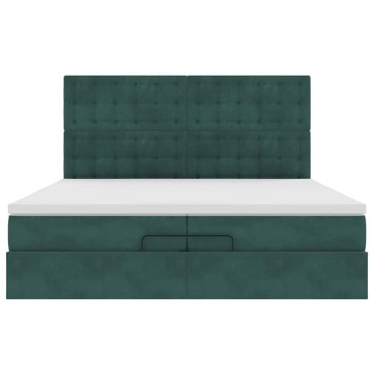 Османска легло с матраци, тъмнозелено, 200x200 см, кадифе