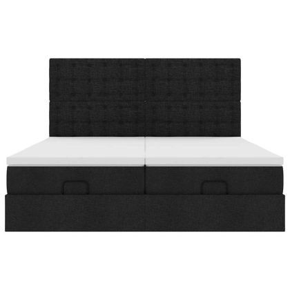 Османска легло с матраци, черно, 160x200 см, плат
