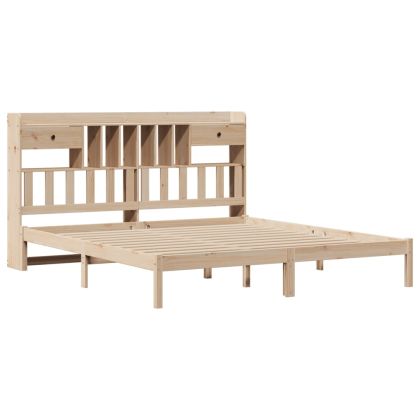 Легло с етажерка за книги, без матрак, 180x200 см, бор масив