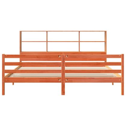 Легло с етажерка за книги, без матрак, 180x200 см, дърво масив