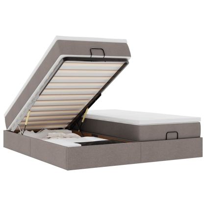 Османска легло с матраци, таупе, 160x200 см, плат