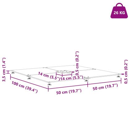 Основа за чадър Черно 100 x 100 x 4 см Стомана