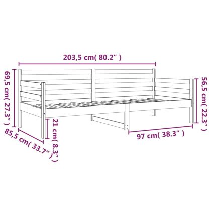Дневно легло без матрак, 80x200 см, борово дърво масив