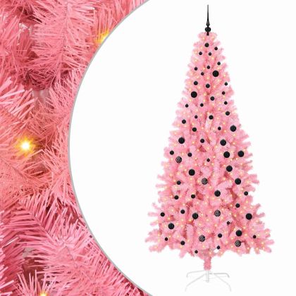 Коледно дърво с 300 LED светодиода с поставка Розово 240 cm ПВЦ