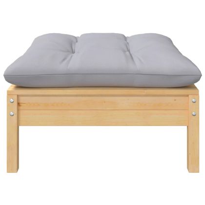 Градински лаундж комплект сиви възглавници 7 части бор масив