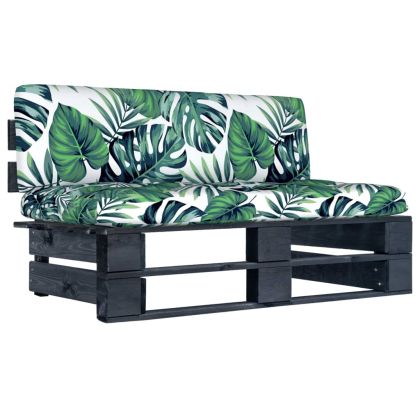 Градинска палетен среден диван черно импрегнирано борово дърво