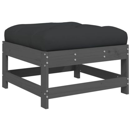 Градински комплект с възглавници, 5 части, сив, дърво масив