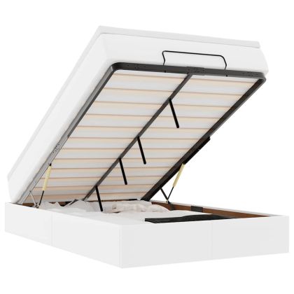 Османска легло с матрак, бяло, 120x190 см, изкуствена кожа