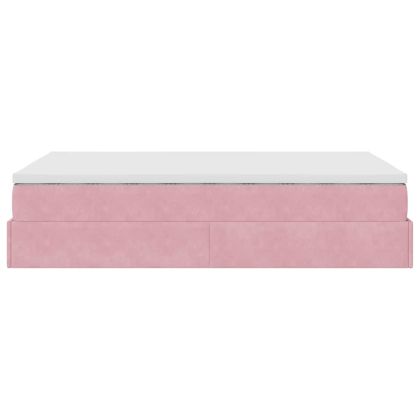 Османска легло с матрак, розово, 120x190 см, кадифе