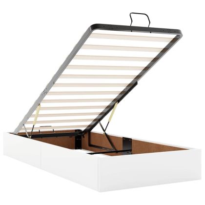 Османска легло с матрак, бяло, 90x200 см, изкуствена кожа