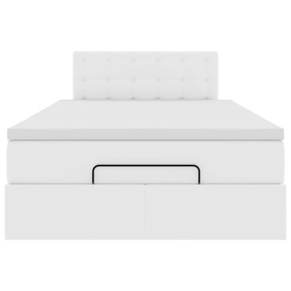 Османска легло с матрак, бяло, 120x190 см, изкуствена кожа