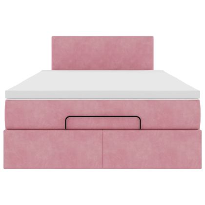 Османска легло с матрак, розово, 120x190 см, кадифе