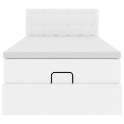 Османска легло с матрак&LED чисто бяло 90x200см изкуствена кожа