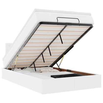 Османска легло с матраци&LED, бяло, 120x190 см, изкуствена кожа