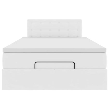 Османска легло с матраци&LED, бяло, 120x190 см, изкуствена кожа