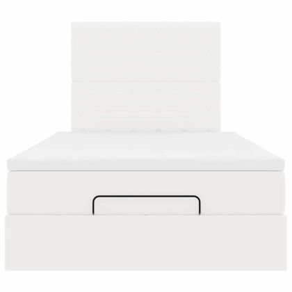 Османска легло с матрак, бяло, 120x190 см, изкуствена кожа