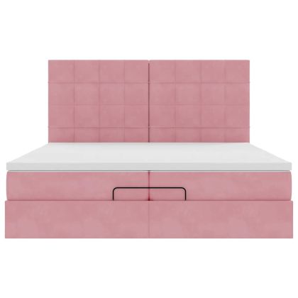 Османска легло с матраци, розово, 200x200 см, кадифе