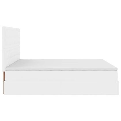 Османска легло с матраци&LED, бяло, 180x200 см, изкуствена кожа