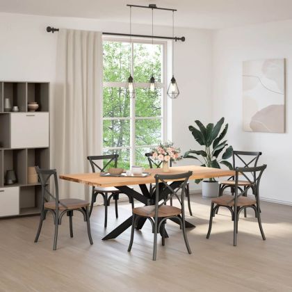 Крак за трапезарна маса, форма на паяк, черен, 150x78x(72-73) см, стомана