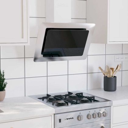 Стенен абсорбатор, 60 см, инокс и закалено стъкло, сребрист