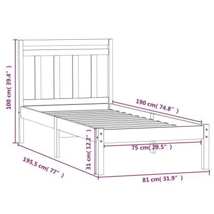рамка за легло 75x190 см Small Single дърво масив