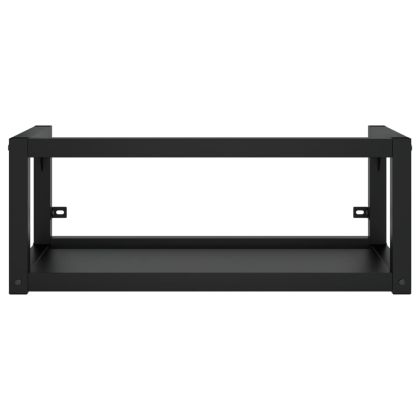 Рамка за мивка за баня с вграден умивалник, черна, желязна