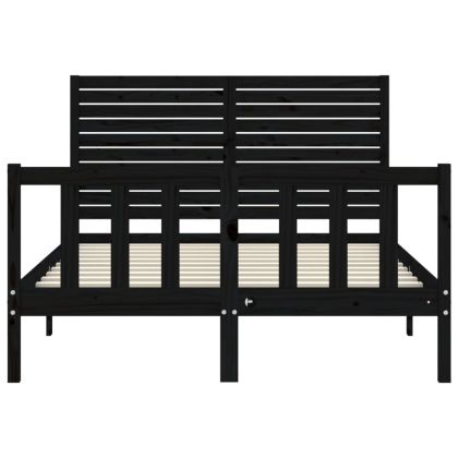 Рамка за легло с табла черна Double масивно дърво