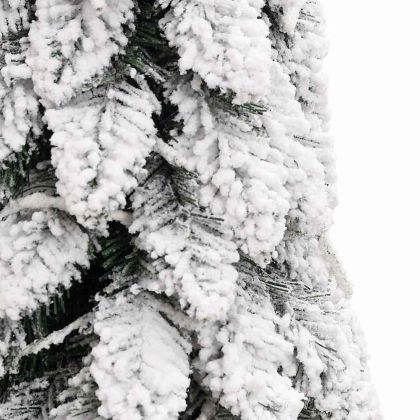 Изкуствена осветена коледна елха с 80 LED флокиран сняг 150 см