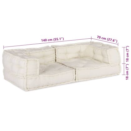 2-местен модулен диван Крем 140x70x36 плат