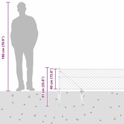 Оградна верига с колони Сребрист 0.4 x 10 м Стомана