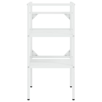 Рамка за мивка за баня с вграден умивалник, бяла, желязна