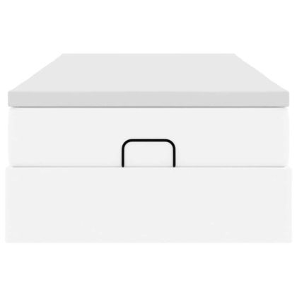 Османска легло с матрак, бяло, 100x200 см, изкуствена кожа